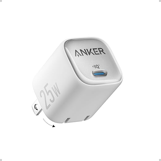 Anker 25W USB C Charger Block, Compact and Foldable, Supports PPS Fast Charging for Galaxy S24/Z Fold/Z Flip/Tab, iPhone, iPad (White)