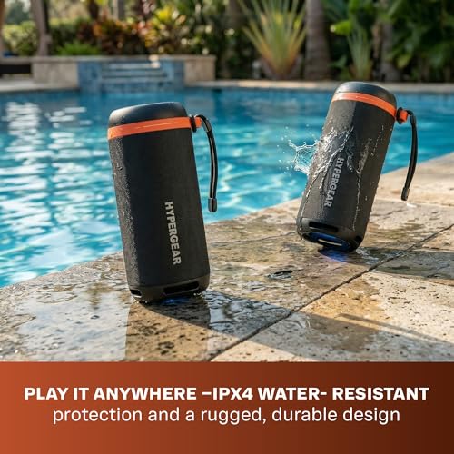 Image of HyperGear SoundTower Bluetooth Portable Speakers, Bluetooth Wireless Pairing for Shower Speaker, Beach Audio Blue Tooth Speakers Outdoor, Loud Boosted Bass HD Sound BT5.4-2 Pack