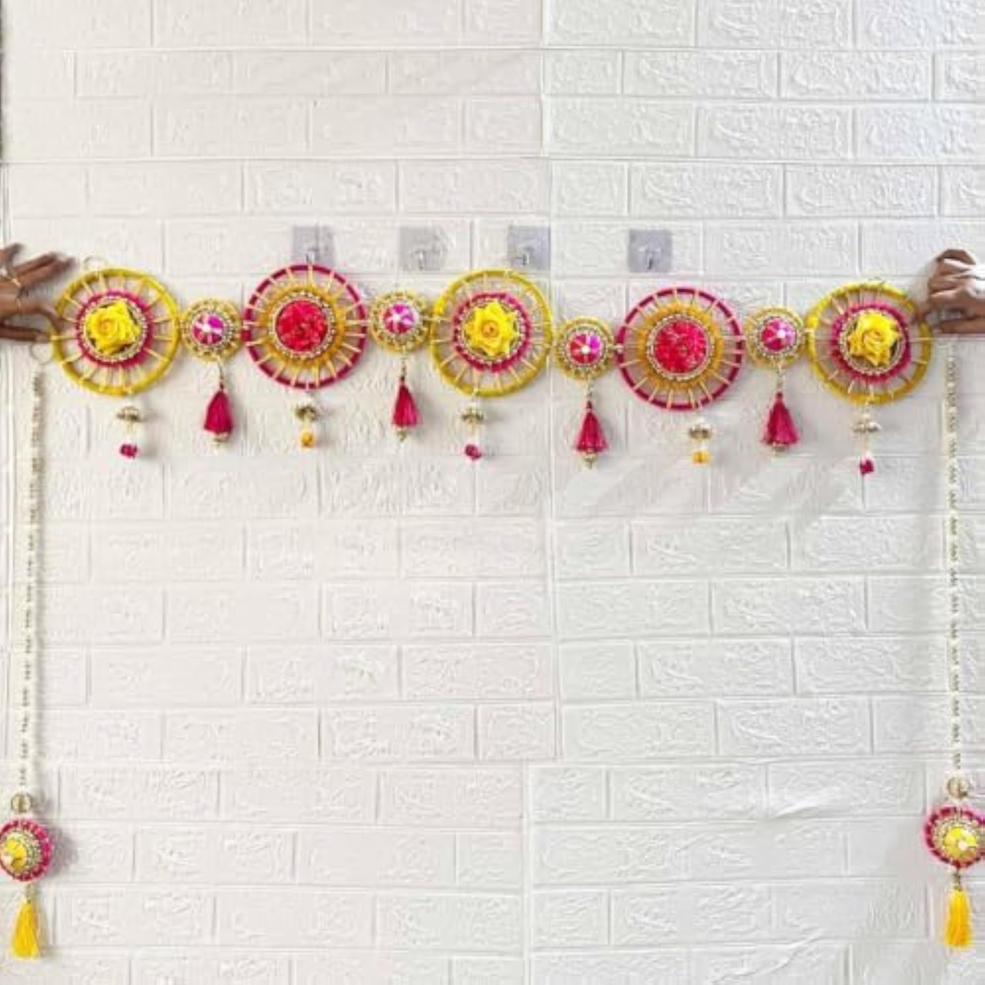 Yellow & Rani Chakra Toran Bandhanwar for Door Entrance