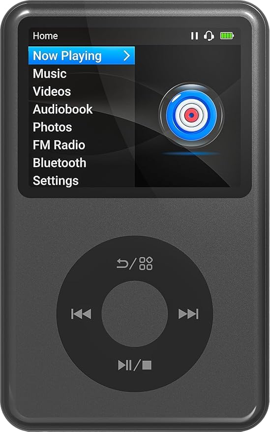 Mp3 Music Player with Bluetooth 128G Portable Video Digital Music Player Mini HiFi Sound(Black)