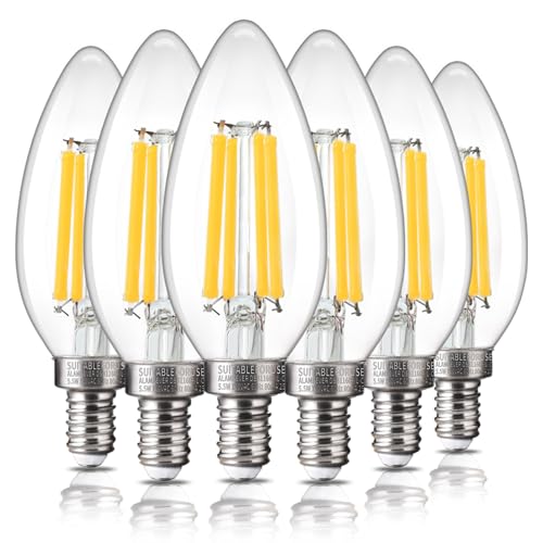 ALAMPEVER 6 Pack Chandelier Light Bulbs 100 Watt Equivalent 800LM Bright Dimmable LED Light Bulb E12 Base 5000K Daylight White B11 Type 5.5W Ideal for Living Room Bedroom Dining Room