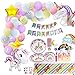 Unicorno festa Gadget Compleanno Decorazioni compleanno unicorno bambina Posate Palloncini Piatti Tovaglia Tovaglioli,Piatti e bicchieri di carta,16 Ospiti Kit Compleanno Unicorno Festa Compleanno