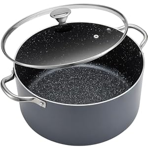 BEZIA 10 Quart Cooking Pot, Large Non Stick Induction Stock Pot with Lid, All Stove Compatible, 10 QT Aluminum Soup/Stew Pot For Large-batch Cooking, Grey