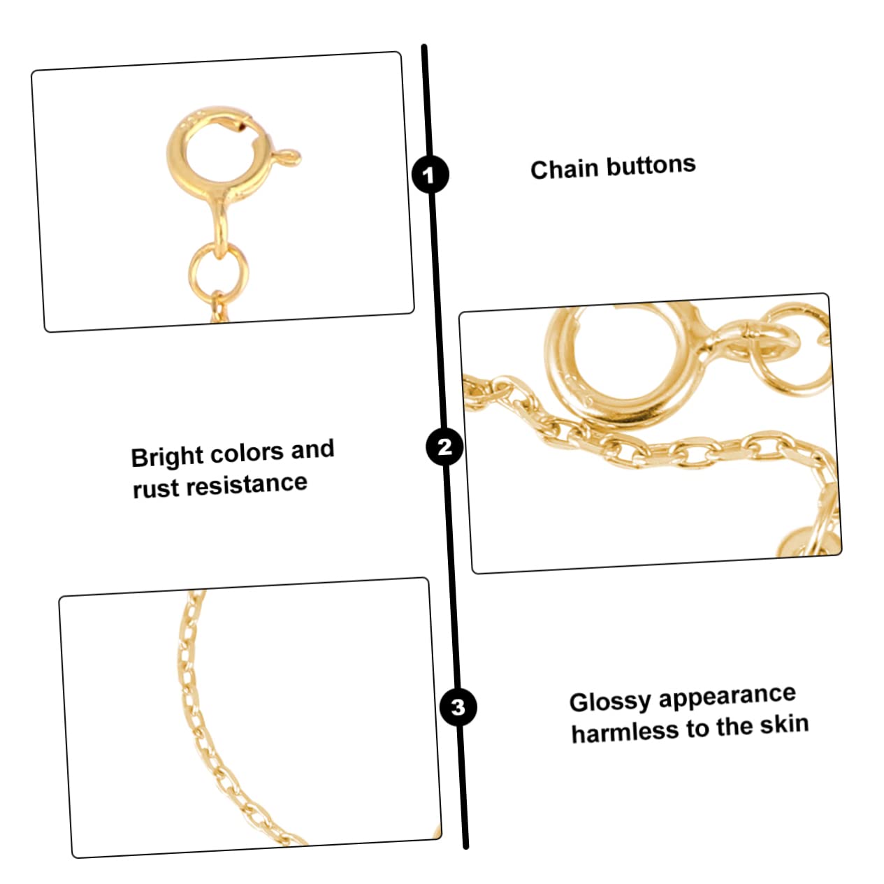 STOBOK 3er-sets Schmuck-verlängerungskette Ketten-halsketten-zubehör Federverschluss Für Armbänder Und Halsketten Exquisites Goldenes Material Liebesherz-design 3 Stück * 3