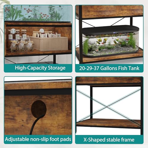 TFK 20-29-37 Gallon Fish Tank Stand, Aquarium Stand with Cabinet Storage for Aquarium Stand, Cabinet for Fish Tank Accessories Storage, Heavy Duty Tank Stand for Home Office Turtle Reptile Tank Stand