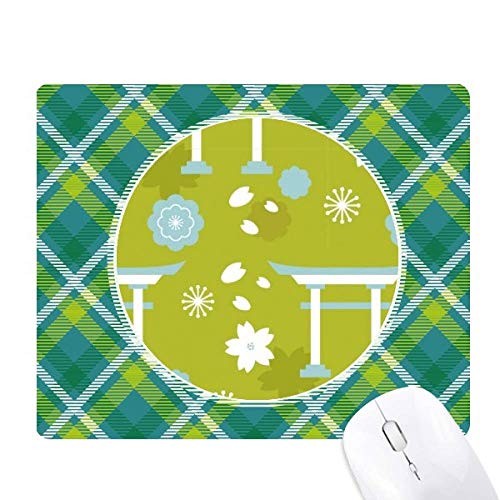 Tapis de souris bleu vert blanc en tissu dense arborant une magnifique grille pixel du Japon