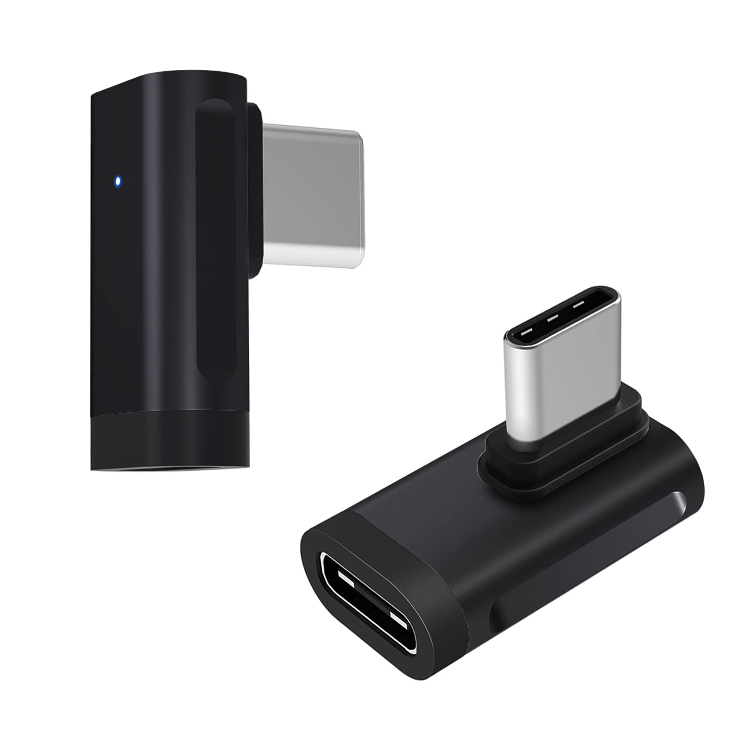 Jadebones90 Degree USB C Adapter (2-Pack), Right Angle USB Type C Male to Female Adapter, USB-C 10Gbps 60W Fast Charge Connector for MacBook,Steam Deck,Switch,Quest,Laptop,Tablet,Phone (Black)