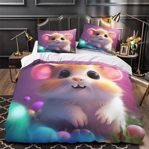 Housses de couettes microfibre double imprimé souris motif mignon multicolore
