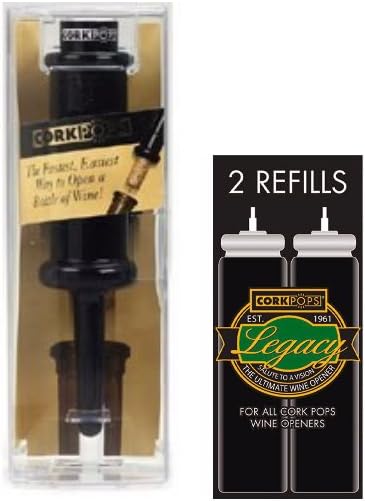 Cork Pops Wine Bottle Opener w/ Corkpops Replacement Cartridges (Box of 2)
