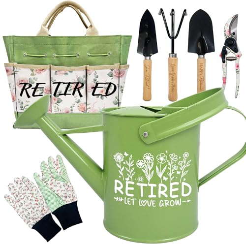 Retirement Gift for Woman, Garden Kit Christmas Retirement Gifts Floral Gardening Tool and Durable Garden Tool Organizer Bag, Gardening Set for Grandma/Coworker, Retired Plant Lover Birthday Present