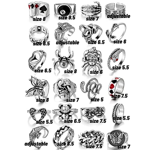 Kiss Wife Cool Rings Set For Women, Vintage Silver Punk Rings Bulk thumb #6