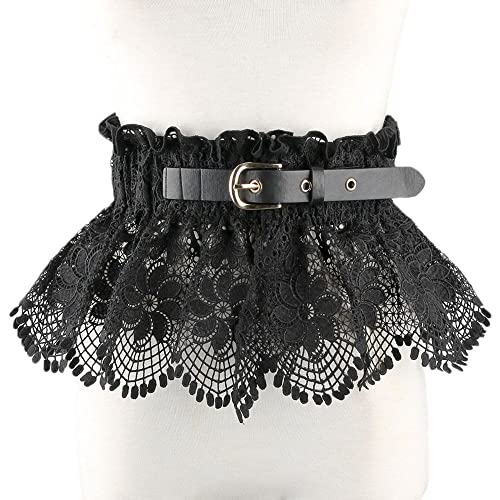 HomeSoGood Lace Stretchy Wide Waist Dress Belt,Lace Waist Dress Belts with Adjustable Tie-up Bowknot Clothing Accessories for Women Wedding Party Dresses(Black)3