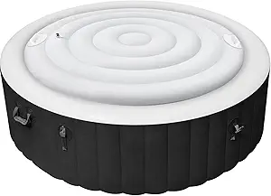 Inflatable Hot Tub Cover Round Hot Tub Cover Energy Saving Lid for Round Hot Tub W/Handle- Foldable Protective Rain Overflow Cover for Outdoor Inflatable Hot Tubs (4.5FT)