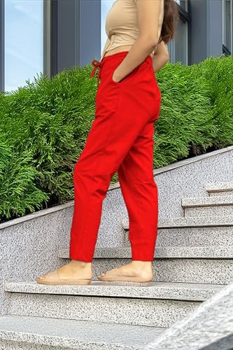 Image of Women's Cotton Regular Fit Trousers - Comfortable and Stylish Casual Office Wear Kurti Pants for Daily Use, Soft and Breathable Fabric