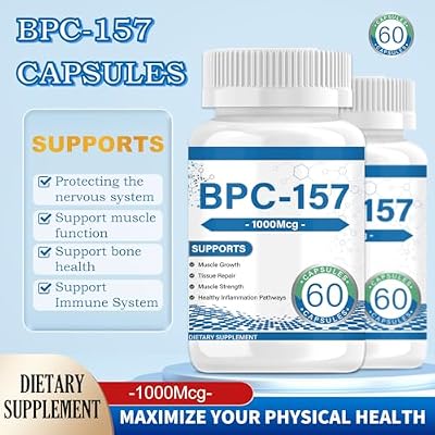 BPC 157 Peptide Capsules 1000 mcg, Supports Muscle Growth, Tissue Repair, Strength, Non-GMO, Gluten-Free, 60 Capsules