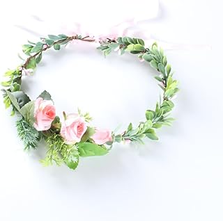 Guirnalda para el pelo, diadema para el pelo, corona de flores, diadema, diadema floral, diadema ajustable, para bodas, ceremonias, fiestas, festivales, color rosa