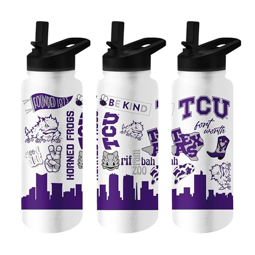Image of Logo Brands NCAA Native 34 oz Quencher Water Bottle - | Local Icons Design | Double-Wall Insulated| Leak-Proof Lid & Built-In Straw