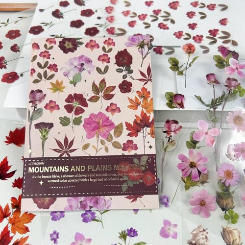 Lot de 20 feuilles d'autocollants floraux transparents pour scrapbooking, autocollants floraux, autocollants pour scrapbooking, décoration pour scrapbooking,...