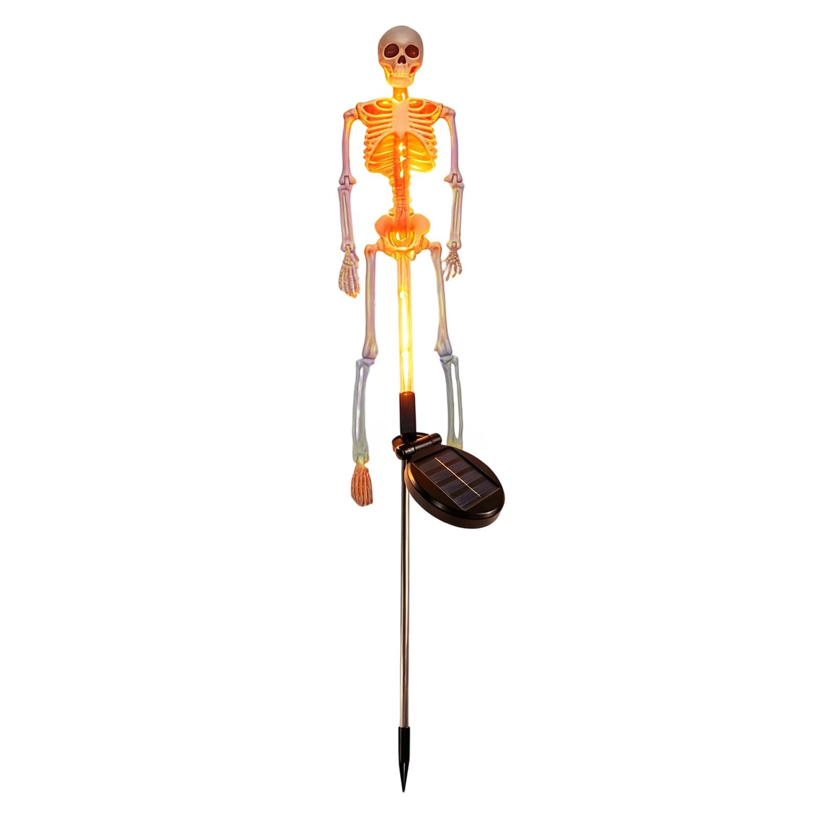 sugerou Halloween Decorations Outdoor Solar Lights, 3D Skeleton Garden Lamp Spooky Human Bone Pathway Lights Waterproof Resin Outdoor Stake Decorations Figures Haunted House Yard Lawn Path Orange 1pc
