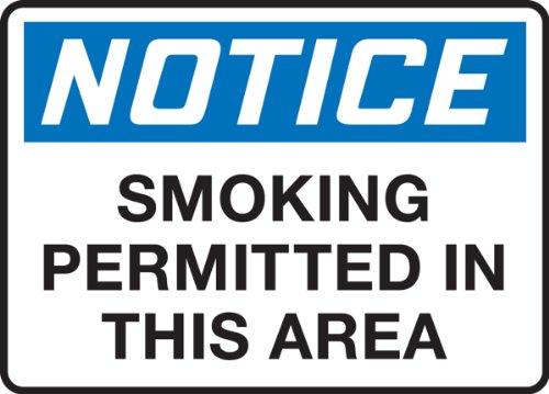 Panneau Notice Smoking Permitted Accuform rigide résistant de 1,4 mm