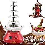 Flyseago Chocolate Fountain Commercial Hot Chocolate Fondue Tower 5 Tier 7-Pound Large Capacity Stai