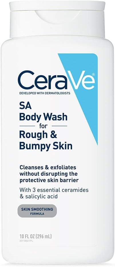 CeraVe Body Wash with Salicylic Acid, Fragrance Free Body Wash to Exfoliate Rough and Bumpy Skin, Allergy Tested, 10 Ounce