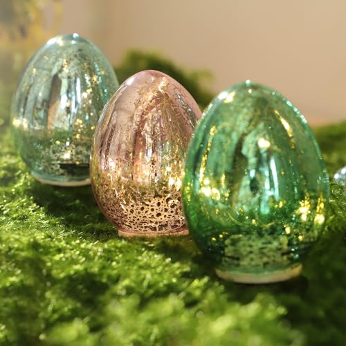 Luces huevo de vidrio artesanal para decoración de Pascua miniatura 5