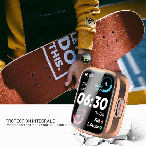 Compatible ID208 Plus Coque de Protection,Silicone TPU étui de Protection Antichoc,Protection complète anticollision Case,Compatible ENOMIR/WMK/Quican/Fitpolo/Tensky ID208 Plus (Or Rose) – vue 3