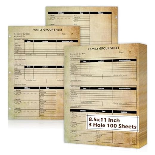 100 Sheets 12th Generation Family Group Sheets 3 Hole Genealogy Research Forms 8.5x11 inch Genealogy Charts To Fill In Two Sided Blank Genealogy Forms Vintage Genealogy Charts Family Tree WorkSheets for Research Ancestry