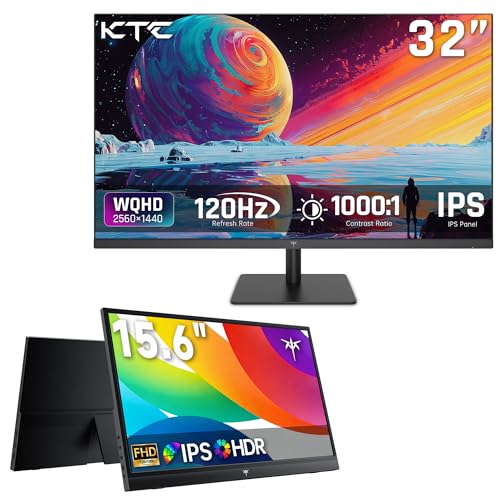 Image of KTC 32 Inch 2K 120Hz Computer Monitor & Portable Monitor 15.6 Inch