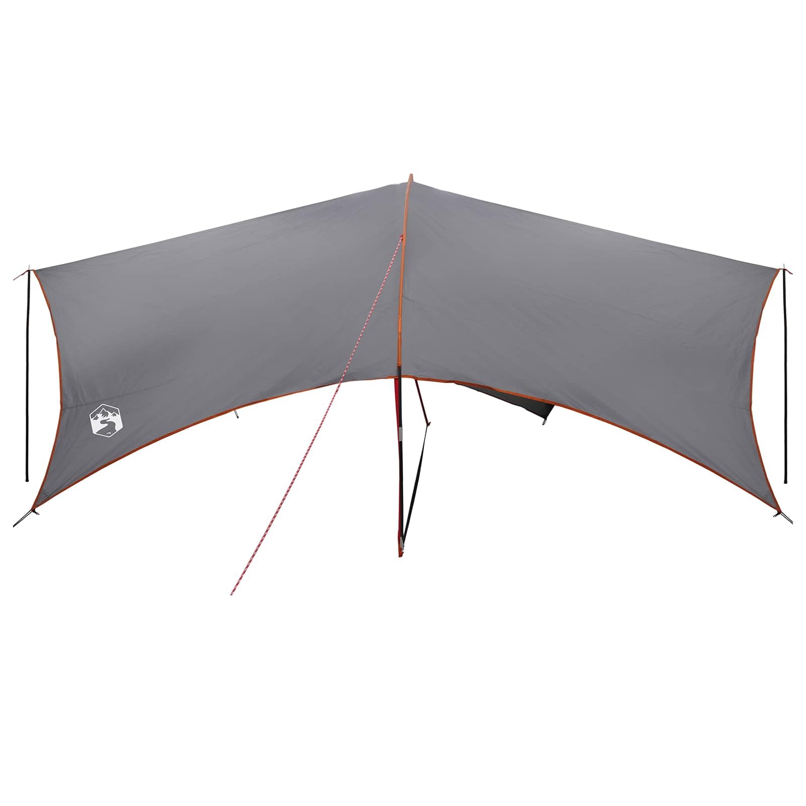 Bâche de camping 695 x 580 x 200 cm, vert olive, bâche de camping en polyester 185T avec cadre en fibre de verre et acier, voile d'ombrage avec piquets et cordes pour l'extérieur