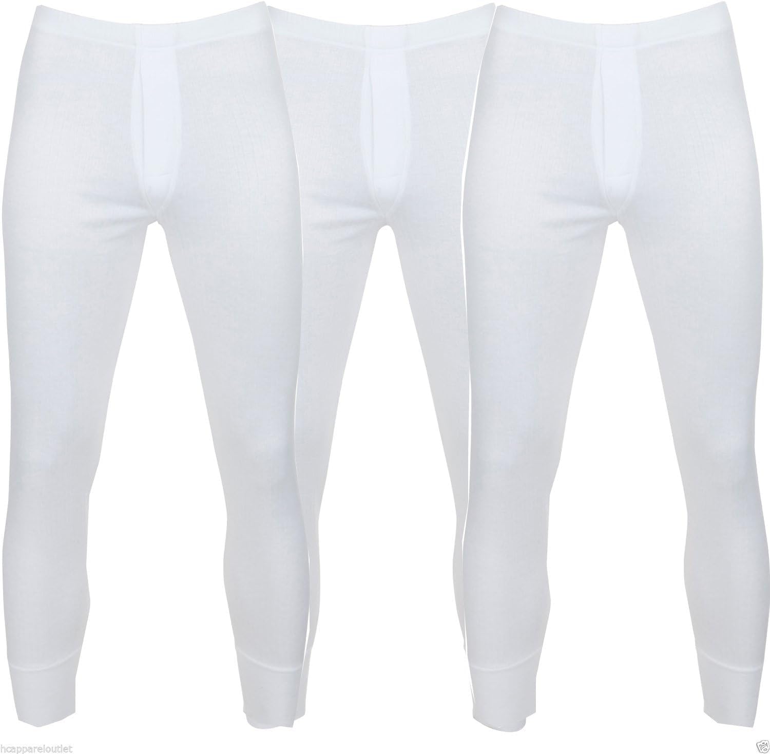 Pack of 3 Men's Extreme Hot Thermal Underwear Long John Brushed Inside Free Post Size S-XXL (XLarge, White)