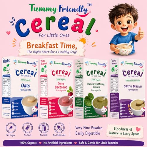 Image of TummyFriendly Foods Certified 100% Organic Oats, Beetroot Porridge Mix | 100% Organic Oats for Baby 6 month | Rich in Protein, Healthy Fat, Iron and Dietary Fibre | No Sugar, No Salt, No Milk, No Chemicals, No Pesticides & No GMO | Maximum Possible Nutrition From Real Food | Shelf Life 9 Months | 200g