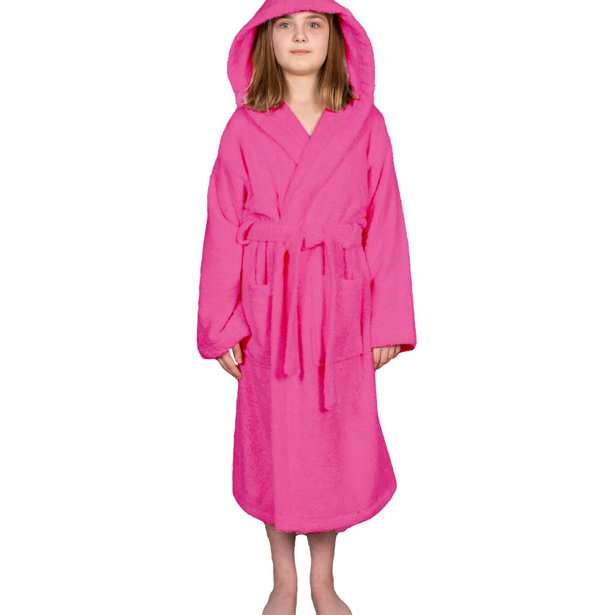 Accappatoio Bambino Sensei 4 Anni Rosa, 100% Cotone 450 G/m², Con Cappuccio E Tasche, Morbido E Assorbente
