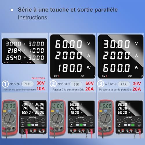 Alimentation de laboratoire double 120V 3A DC réglable série parallèle - 4