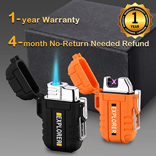 2 Pack Waterproof Lighter Outdoor Windproof Torch Lighter Dual Arc Lighter Butane Electric Lighter Usb Rechargeable Lighter Flameless Plasma Lighter Camping Hiking Adventure Survival Tactical Gear #TOP6
