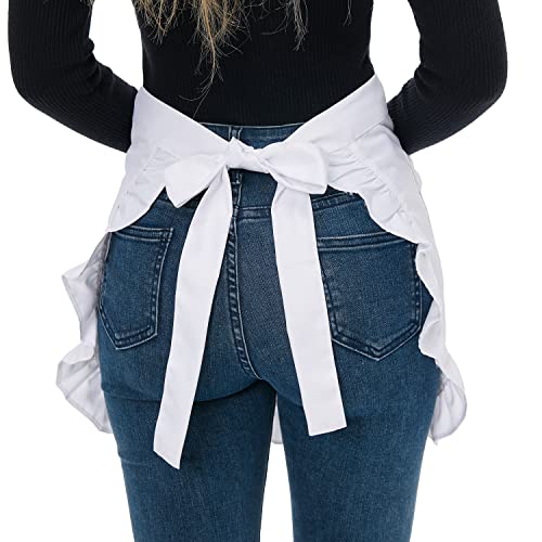 Love Potato Waist Apron with Pockets, Fashion Kitchen Cooking Restaurant Bistro Half Aprons for Girl Woman (White) - Image 4
