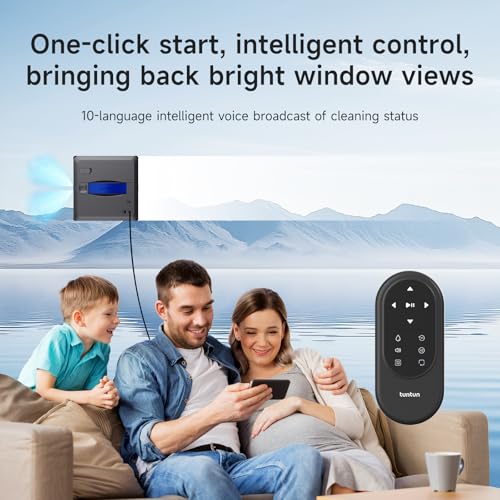 tuntun W13 PRO Fensterputzroboter – 60 mm ultraflach, 3800 Pa Starke Saugkraft, Ultraschall-Doppelspray mit 4 Düsen, Rahmen- & rahmenloses Glas, Notstrom-Akku, automatische Kantenreinigung