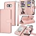 Galaxy S8 Case, Samsung S8 Wallet Case, Samsung Galaxy S8 PU Leather Case, Tekcoo Luxury Cash Credit Card Slots Holder Carrying Folio Flip Cover [Detachable Magnetic Hard Case] & Kickstand - Rose Gold