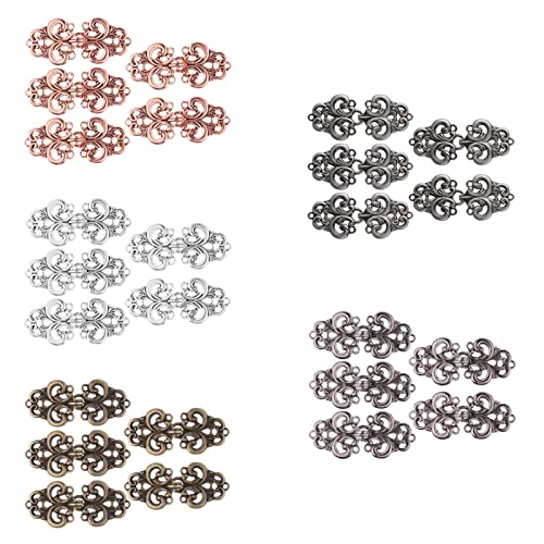 5Pair Buttons Flower Pattern Button Cape Cloak Clasp Fasteners Sew On Hooks And Eyes Cardigan Clip Cloak Clasp Sweater Fasteners Beautiful And Durable (Color : Copper) #TOP3