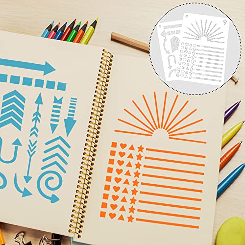 Bullet Journal Pochoir Dessin Peinture Réutilisable Pochoir à Dessin en Plastique Peinture Ensemble De Pochoirs pour Scrapbooking Bricorage Cartes Journal Planner Accessoires D'Artisanat 24 Pièces - Image 5