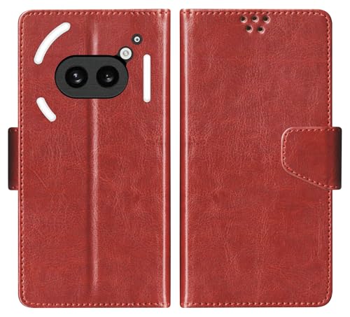 Image of SBMS Flip Cover for Nothing Phone (2a) 5G Back Cover Case with Magnatic Closure | Genuine Leather Finish | Inbuilt Stand | Card & Money Pocket (Brown)