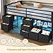 ADORNEVE Low Loft Bed Twin Size with 7 Storage Drawers, Bookcase and LED Lights, Metal Kids Loft Bed with 14