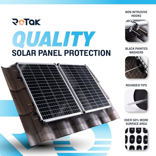 ROTAK Critter Guard - 8in x 100ft Solar Panel Bird Guard with Fastener Clips - Galvanized Black PVC Coated ½ inch Wire Roll Mesh (8" x 100' with 60 Fastener Clips) by Rotak - Image 6