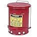 Justrite 09100 Red Galvanized Steel Oily Waste Safety Can with Foot Lever - 6 Gallon Capacity
