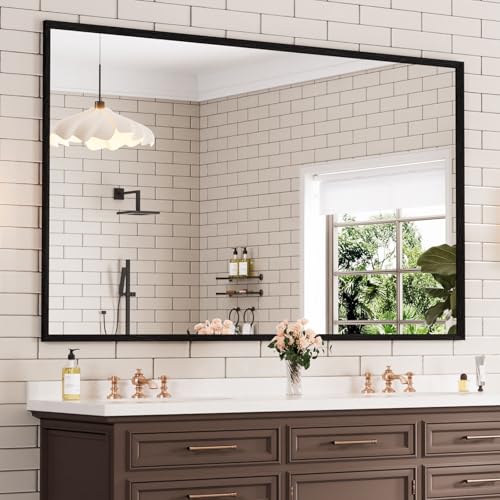 WEER Black Bathroom Mirror 60X36 Inch Rectangle