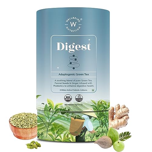 Wellbeing Nutrition Digest Green Tea Digestive Tea with Probiotics