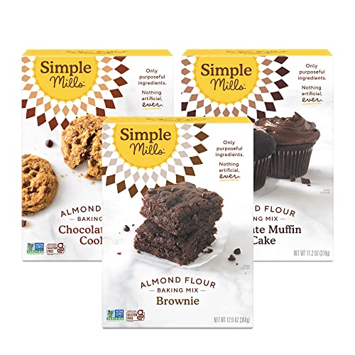Simple Mills Almond Flour Baking Mix Variety Pack (Chocolate Muffin & Cake, Chocolate Chip Cookie, Brownie) - Gluten Free, Plant Based, (Pack Of 3) #TOP11