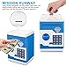Renvdsa Electronic Password Piggy Bank Kids Safe Bank Mini ATM Electronic Money Save Box Cash Coin Can (Blue White)