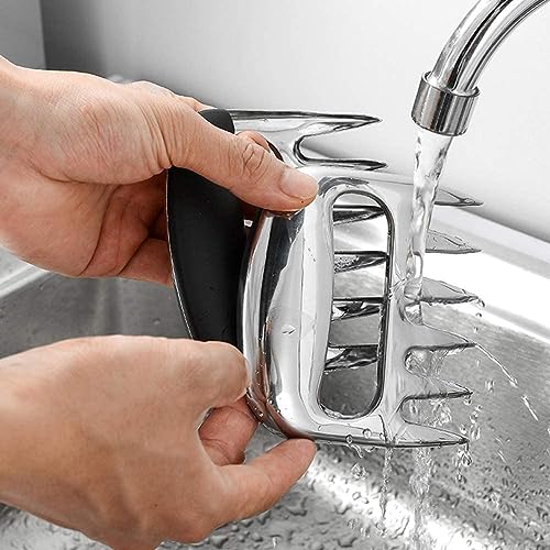 HERCHR 2 Stück Pulled Pork Krallen, Edelstahl Fleischkrallen zum Zerkleinern Ziehen Servieren Schweinefleisch Truthahn Huhn Grillen & Räuchern Zubehör